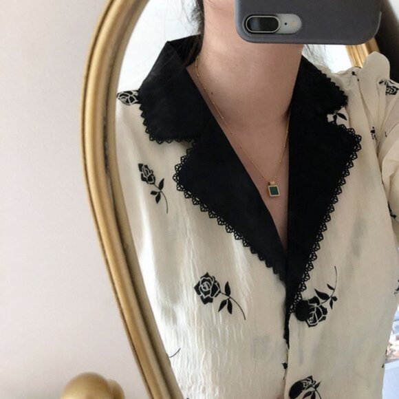 NEW 18K Gold Plated Square Malachite Necklace - Picture 3 of 8